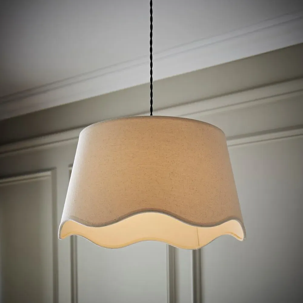 Mabel Large Lamp Shade with Scallop Edge - Cream, Linen