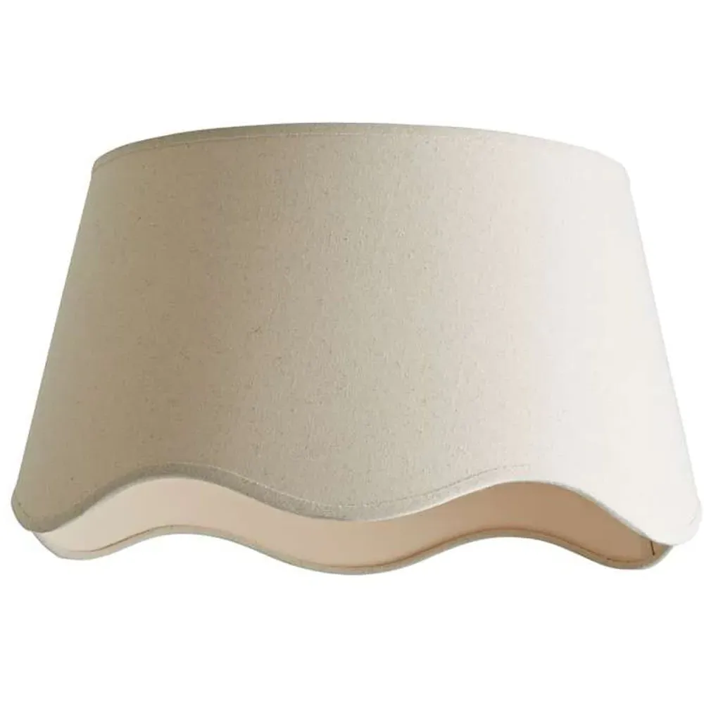 Mabel Large Lamp Shade with Scallop Edge - Cream, Linen