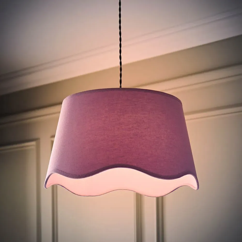 Mabel Large Lamp Shade with Scallop Edge - Lilac, Linen