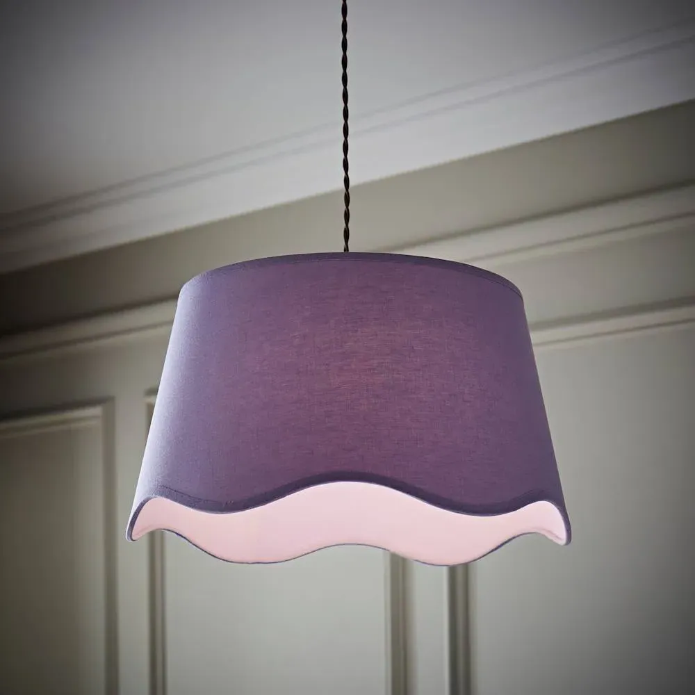 Mabel Large Lamp Shade with Scallop Edge - Lilac, Linen