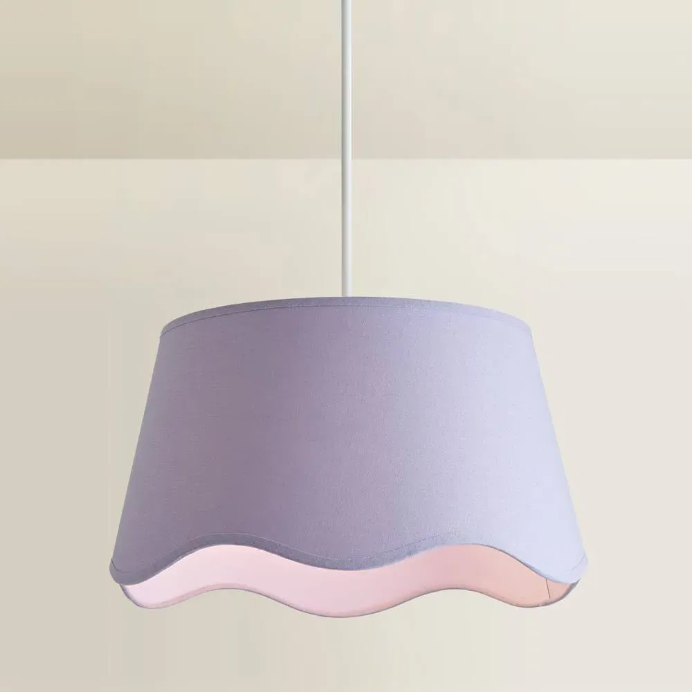Mabel Large Lamp Shade with Scallop Edge - Lilac, Linen