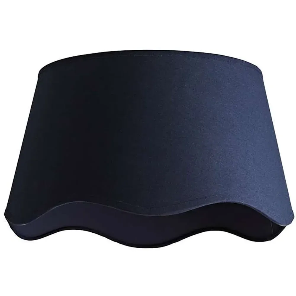 Mabel Large Lamp Shade with Scallop Edge - Navy, Linen