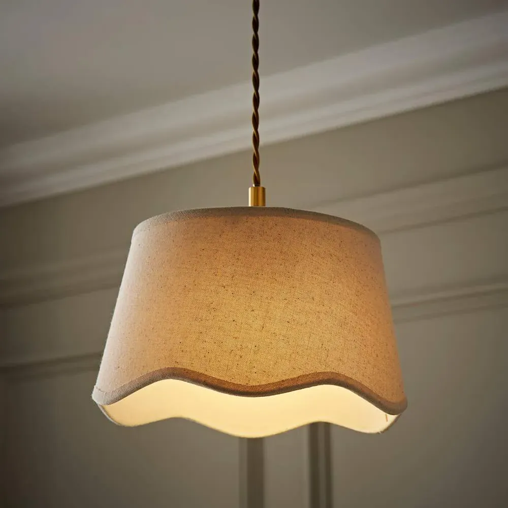 Mabel Small Lamp Shade with Scallop Edge - Cream, Linen