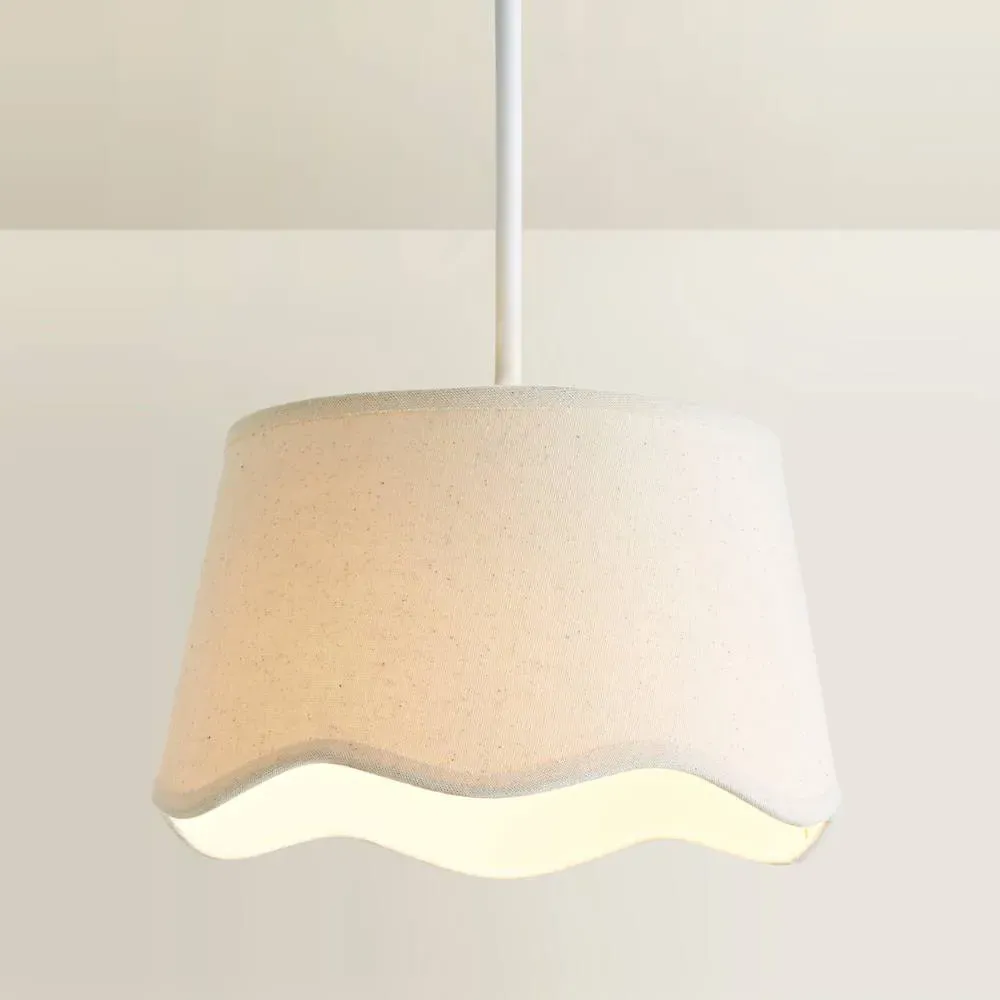 Mabel Small Lamp Shade with Scallop Edge - Cream, Linen
