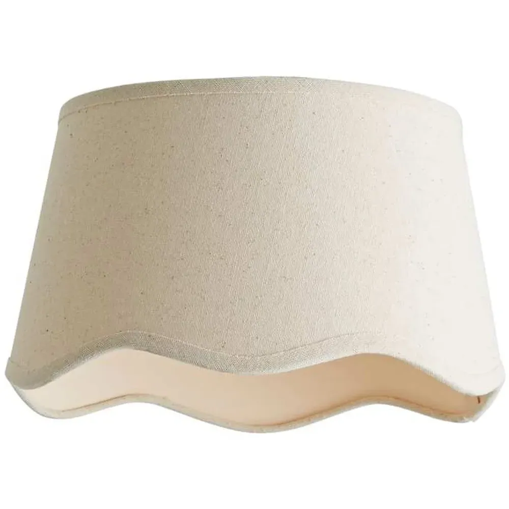 Mabel Small Lamp Shade with Scallop Edge - Cream, Linen