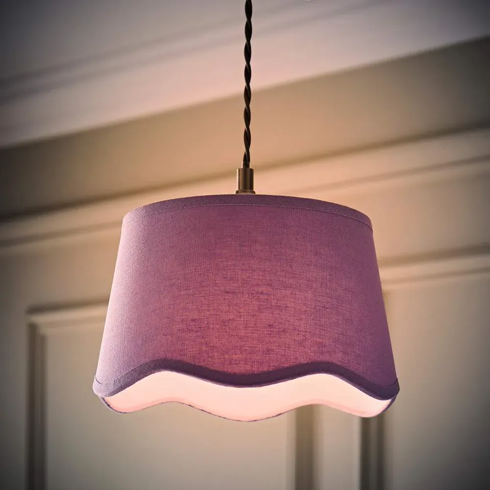 Mabel Small Lamp Shade with Scallop Edge - Lilac, Linen