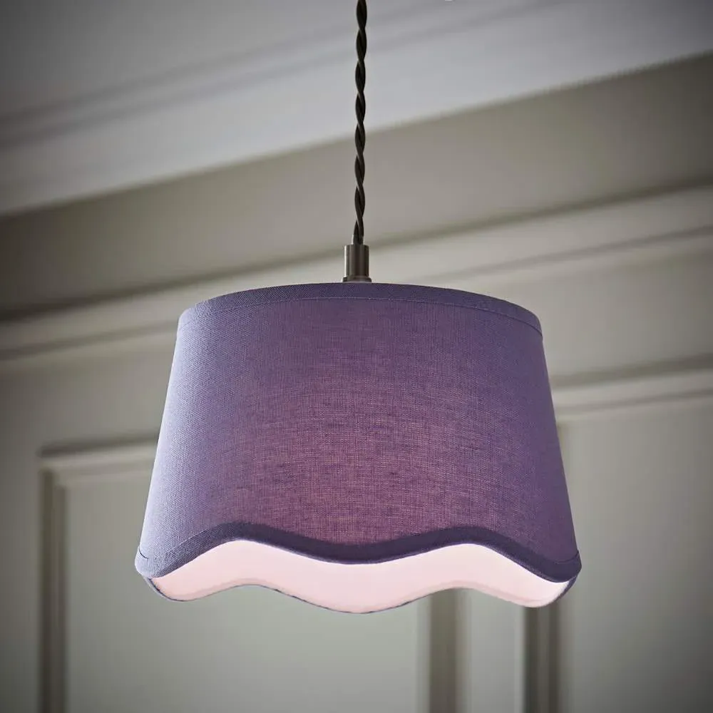 Mabel Small Lamp Shade with Scallop Edge - Lilac, Linen