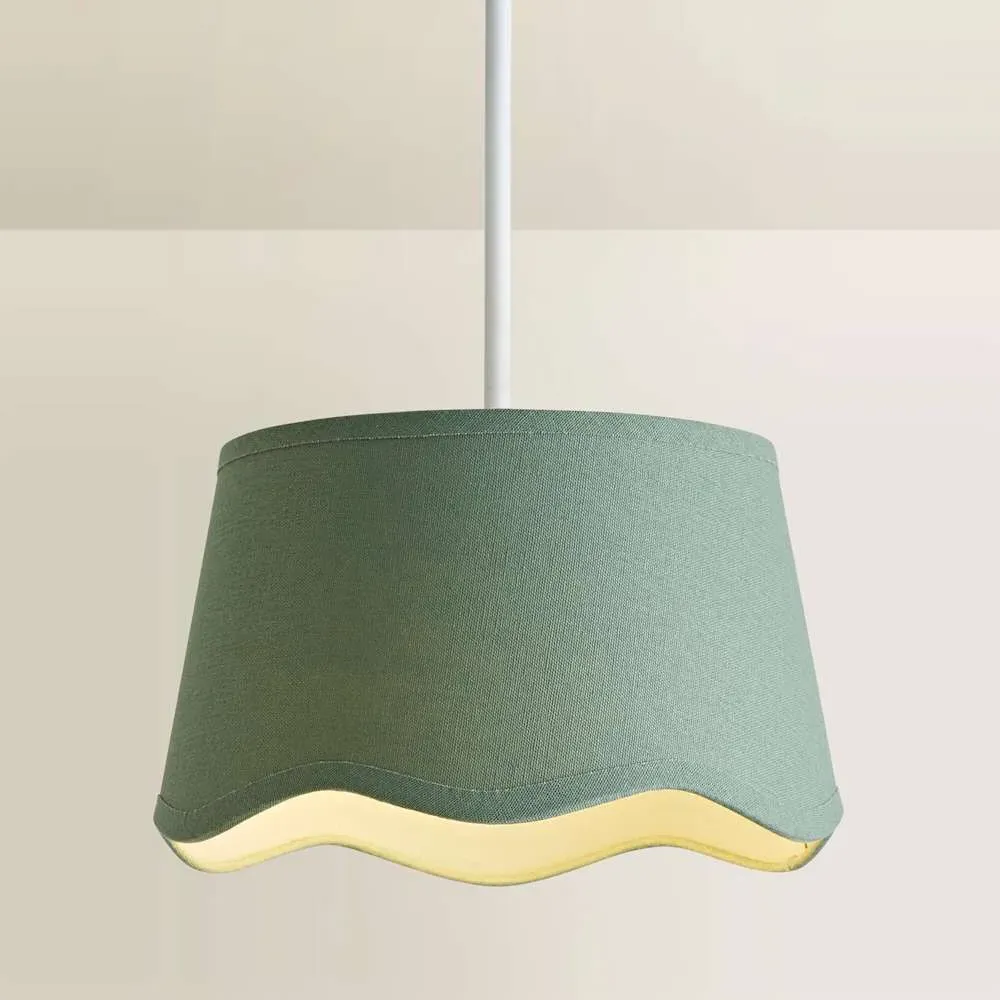 Mabel Small Lamp Shade with Scallop Edge - Sage, Linen