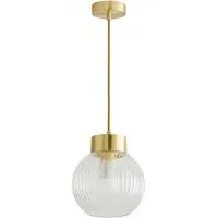 Maddison Ribbed Glass Ceiling Pendant Light - Gold
