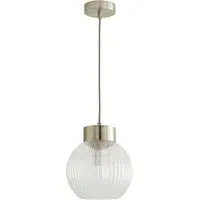 Maddison Ribbed Glass Ceiling Pendant Light - Silver