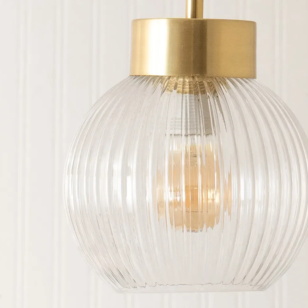 Maddison Ribbed Glass Globe Easy Fit Pendant Shade - Clear
