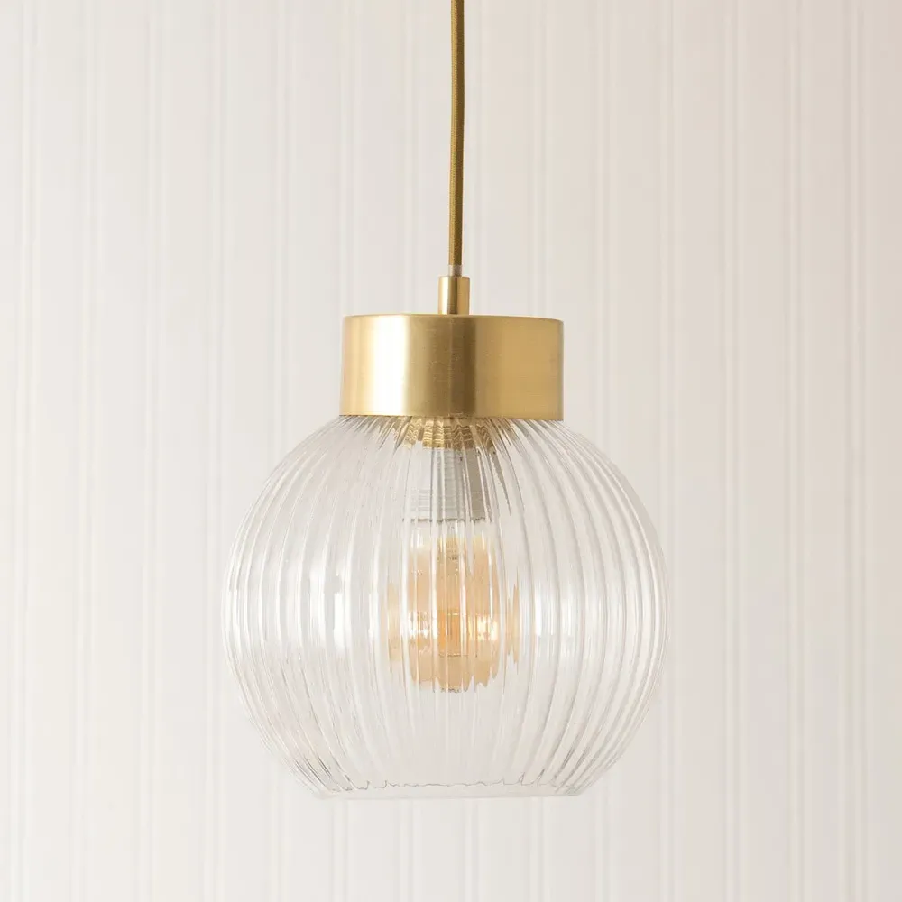 Maddison Ribbed Glass Globe Easy Fit Pendant Shade - Clear