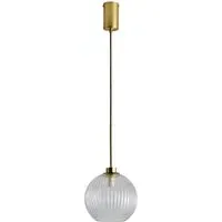 Maddison Ribbed Glass LED Ceiling Pendant with Bulb - Gold