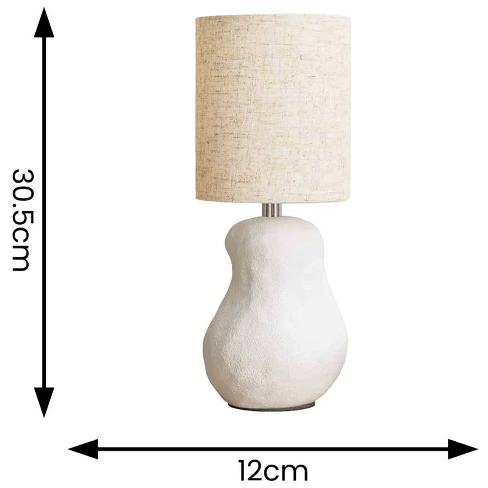 Mae Linen Shade LED Table Lamp - White, Ceramic