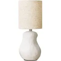 Mae Linen Shade LED Table Lamp - White, Ceramic