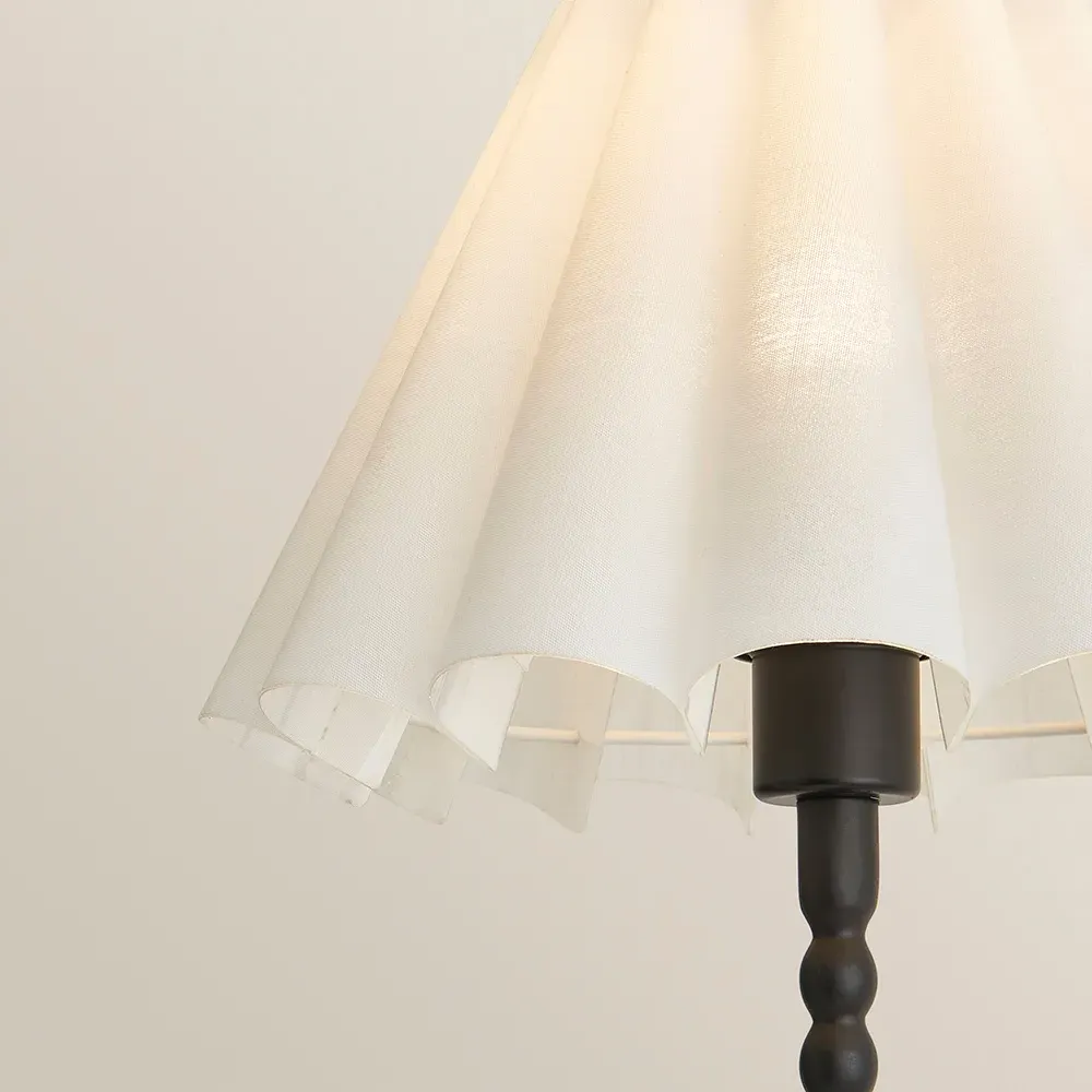 Maeve Bobbin Bobble Table Lamp with Pleated Shade - Black