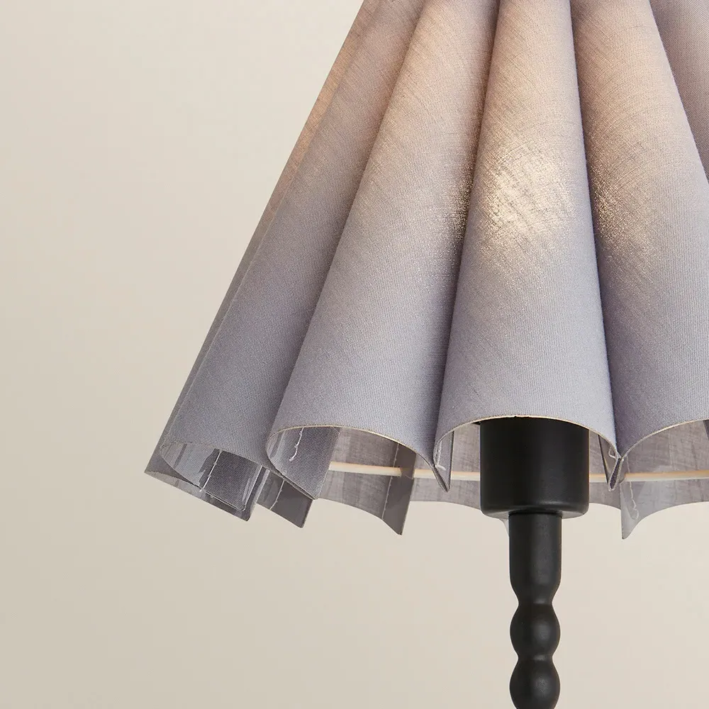 Maeve Bobbin Bobble Table Lamp with Pleated Shade - Black