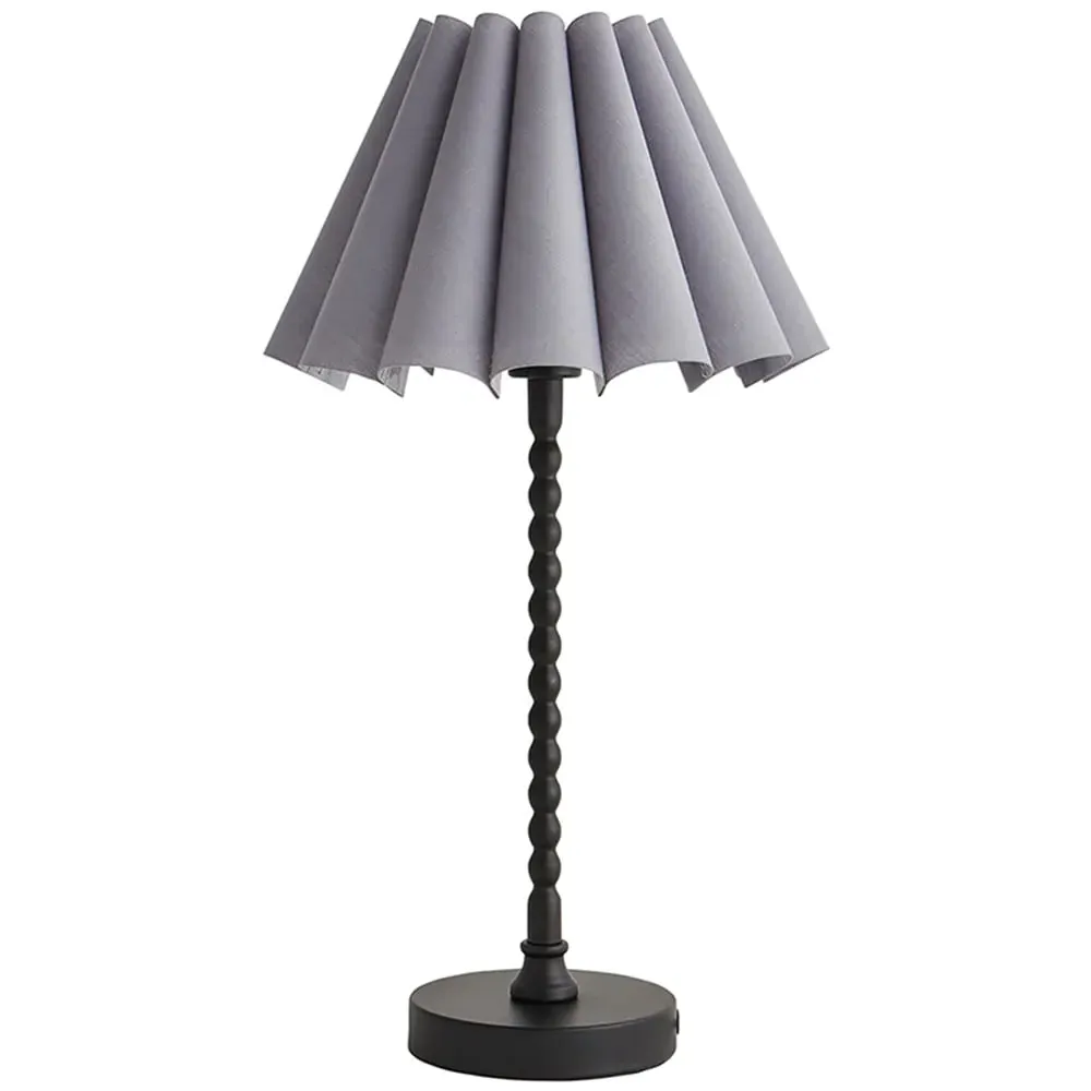 Maeve Bobbin Bobble Table Lamp with Pleated Shade - Black