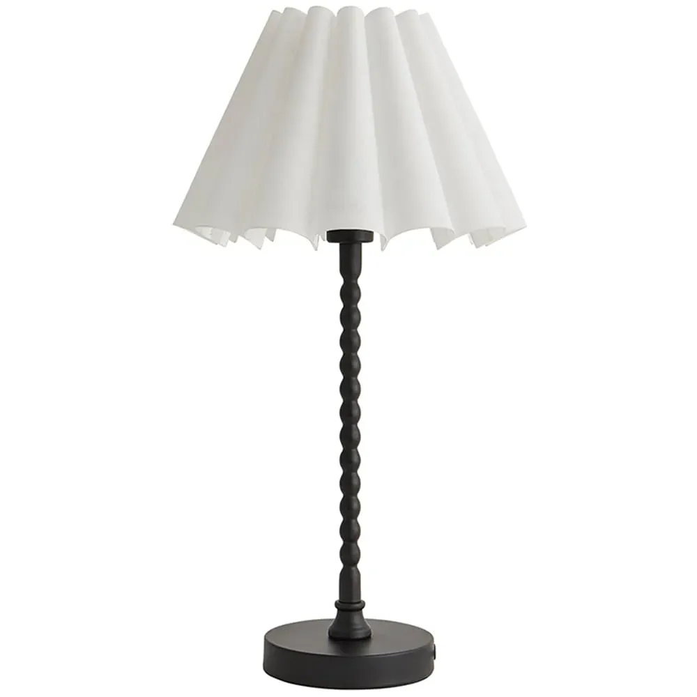 Maeve Bobbin Bobble Table Lamp with Pleated Shade - Black image