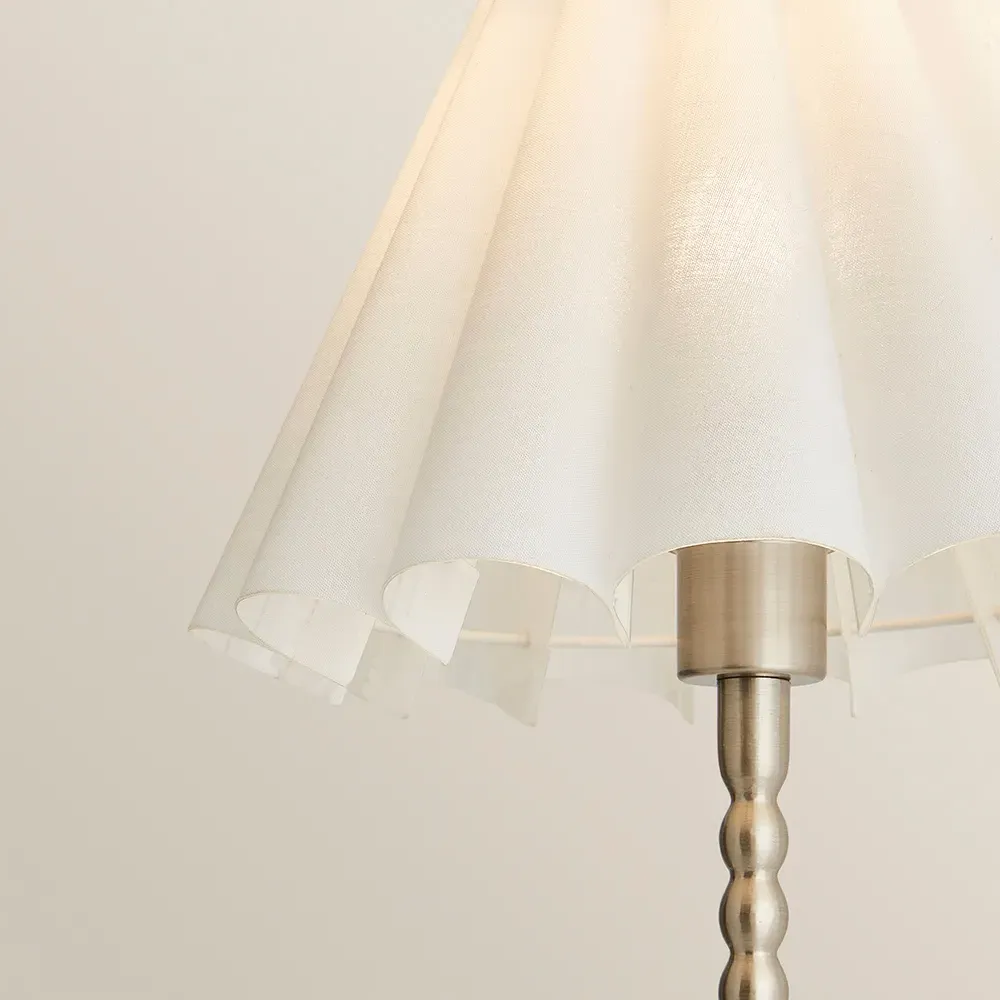 Maeve Bobbin Bobble Table Lamp with Pleated Shade - Chrome