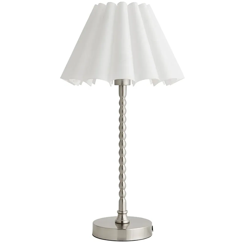 Maeve Bobbin Bobble Table Lamp with Pleated Shade - Chrome