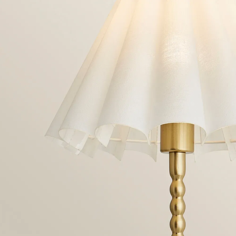 Maeve Bobbin Bobble Table Lamp with Pleated Shade - Gold