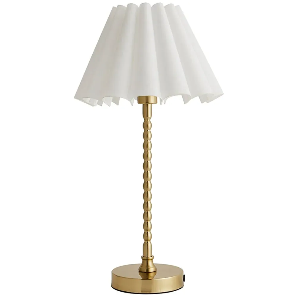 Maeve Bobbin Bobble Table Lamp with Pleated Shade - Gold