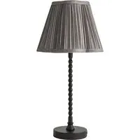 Maeve Bobbin Table Lamp with Scalloped Shade - Dark Grey, Faux Silk