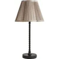 Maeve Bobbin Table Lamp with Scalloped Shade - Light Grey, Faux Silk