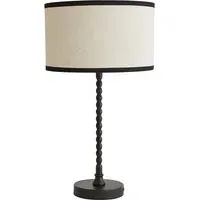 Maeve Drum Shade Bobbin Table Lamp with Bulb - Black, Linen