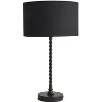 Maeve Drum Shade Bobbin Table Lamp with LED Bulb - Black