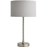 Maeve Drum Shade Bobbin Table Lamp with LED Bulb - Grey, Chrome