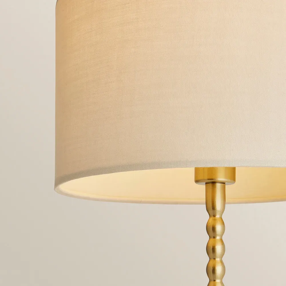 Maeve Drum Shade Bobbin Table Lamp with LED Bulb - Natural, Gold