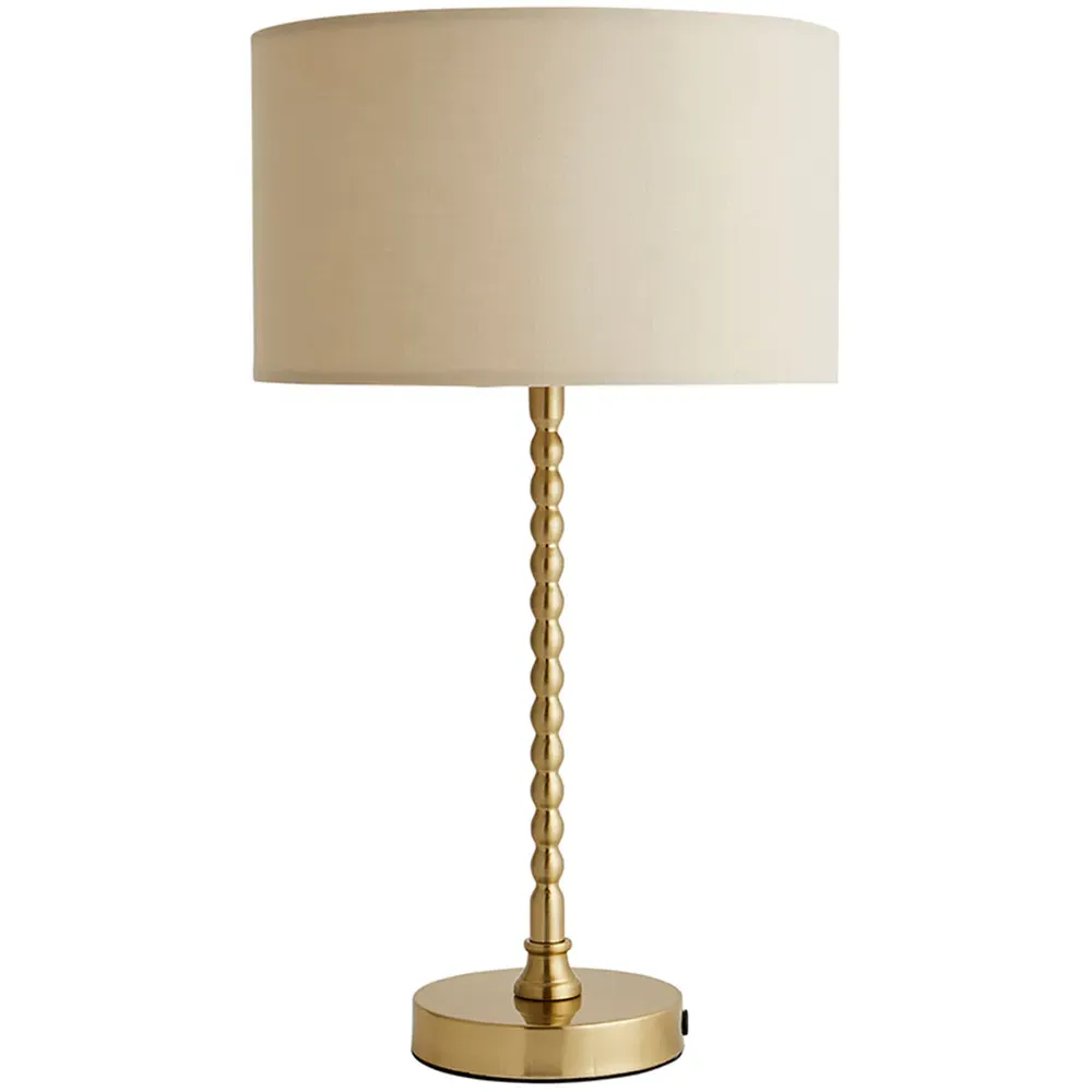 Maeve Drum Shade Bobbin Table Lamp with LED Bulb - Natural, Gold