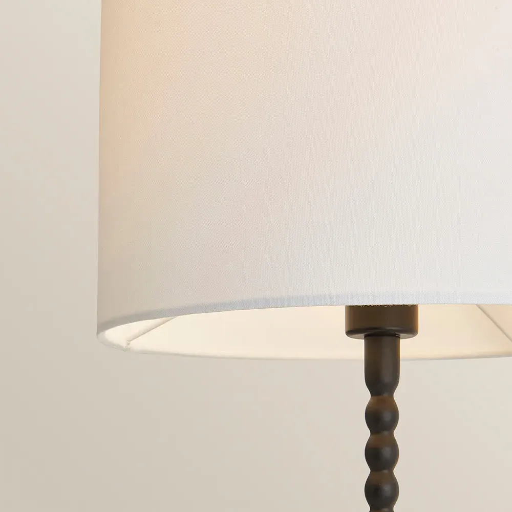 Maeve Drum Shade Bobbin Table Lamp with LED Bulb - White, Black