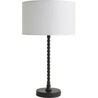 Maeve Drum Shade Bobbin Table Lamp with LED Bulb - White, Black