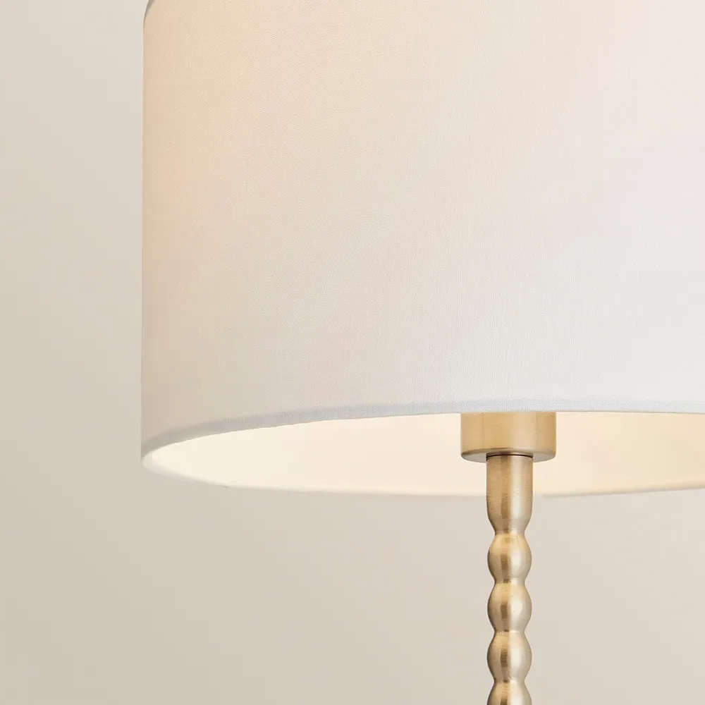 Maeve Drum Shade Bobbin Table Lamp with LED Bulb - White, Chrome