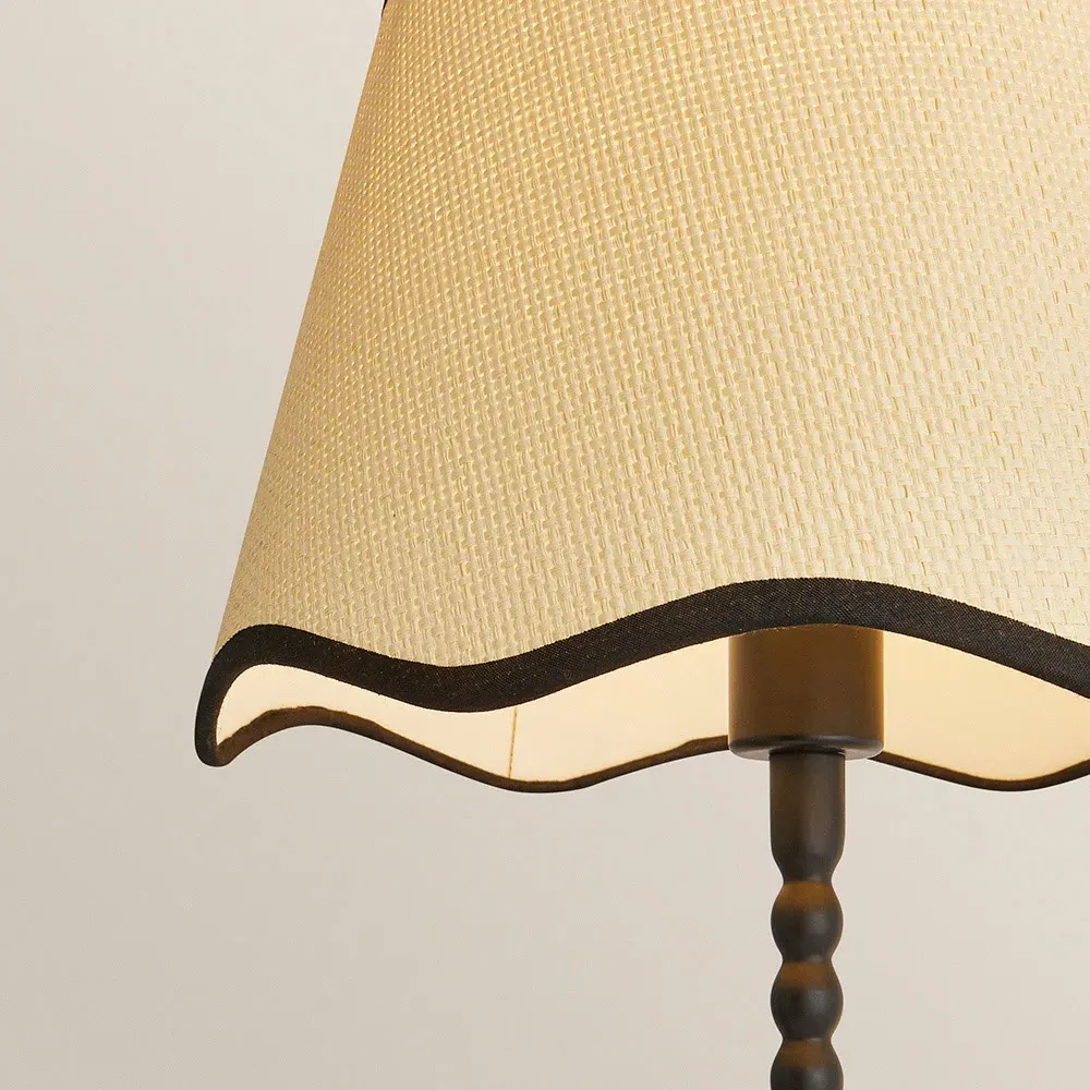 Maeve Scallop Shade Bobbin Table Lamp with LED Bulb - Black