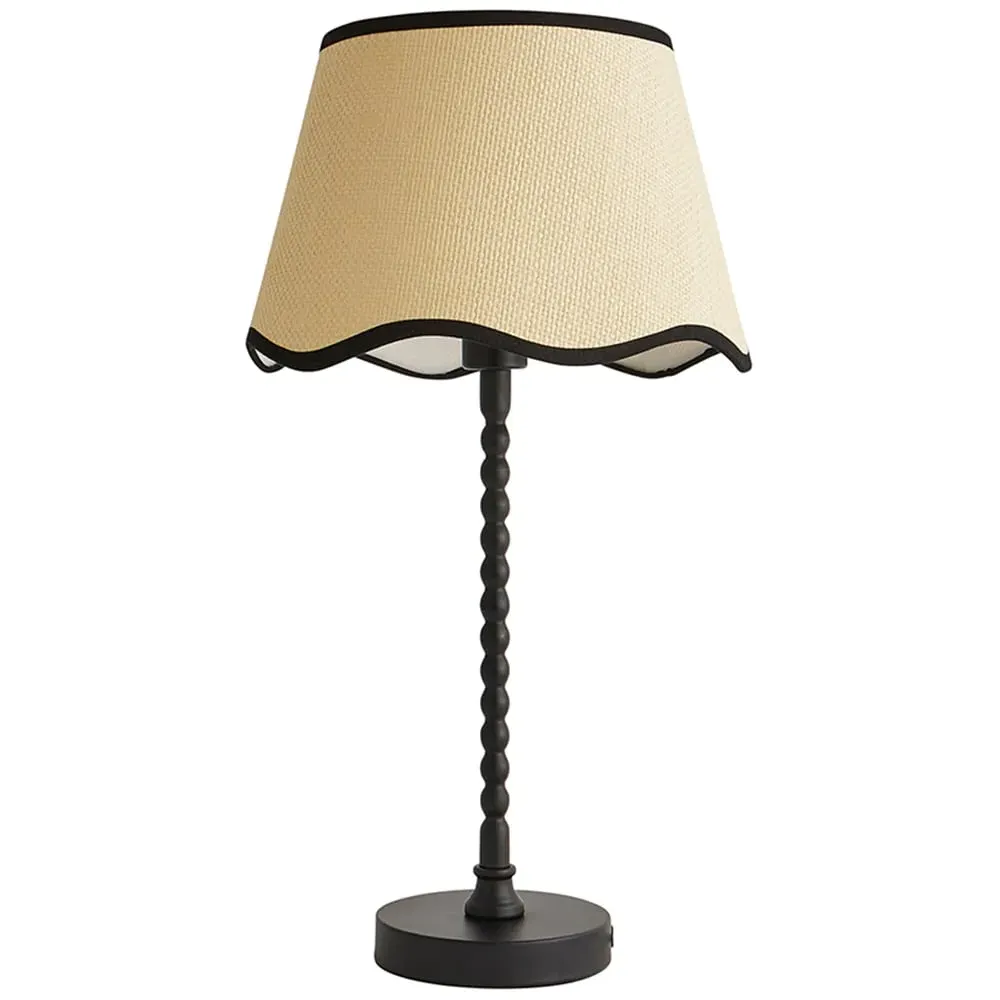 Maeve Scallop Shade Bobbin Table Lamp with LED Bulb - Black
