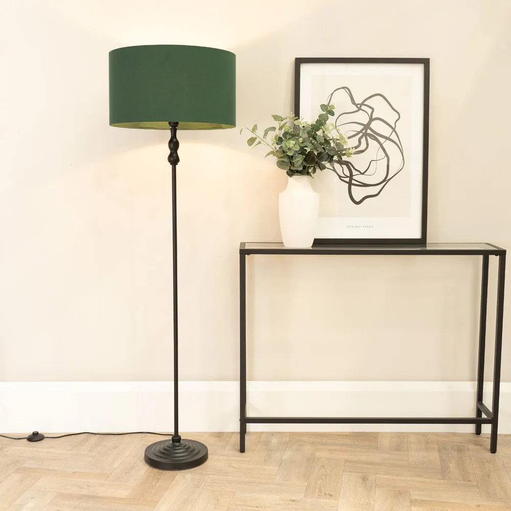 Maggie Candlestick Floor Lamp - Black, Fabric