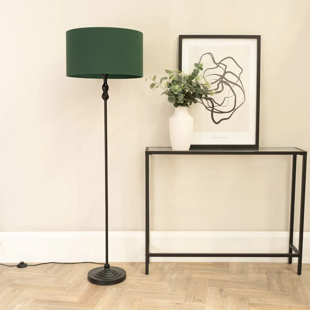 Maggie Candlestick Floor Lamp - Black, Fabric