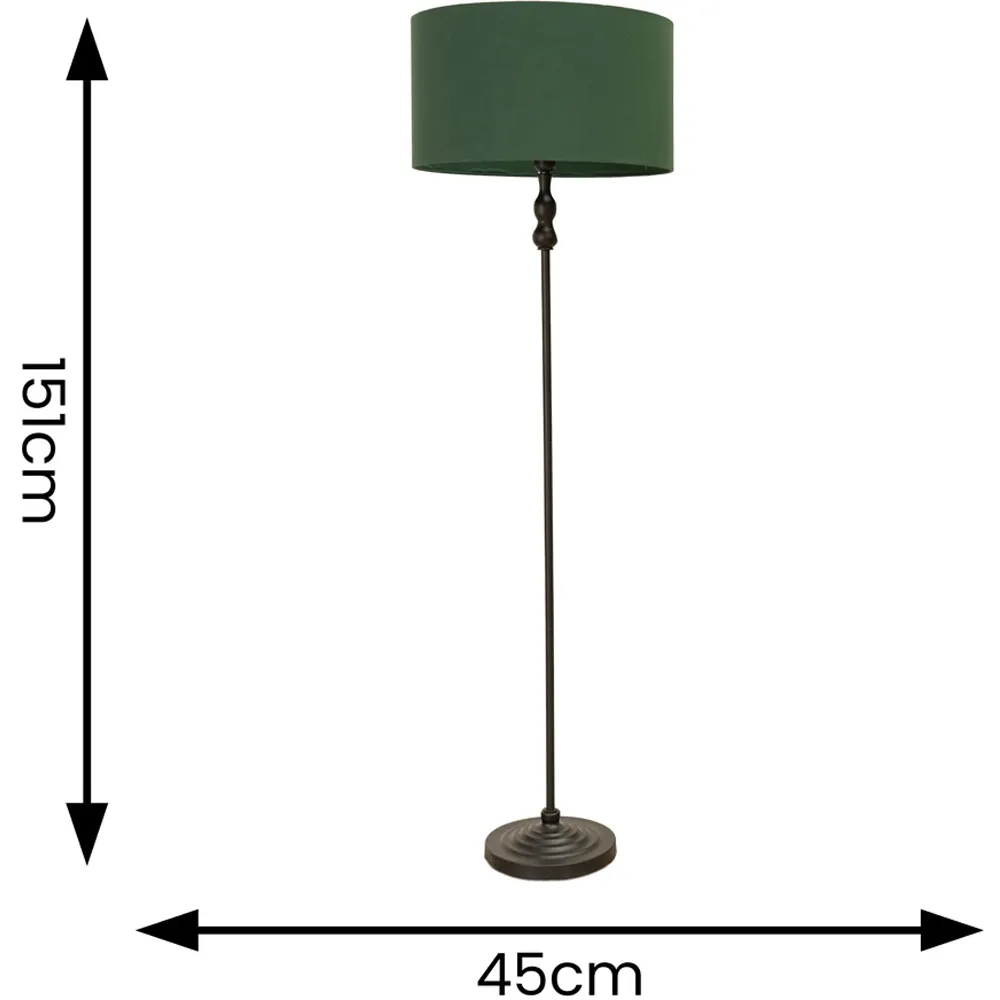Maggie Candlestick Floor Lamp - Black, Fabric