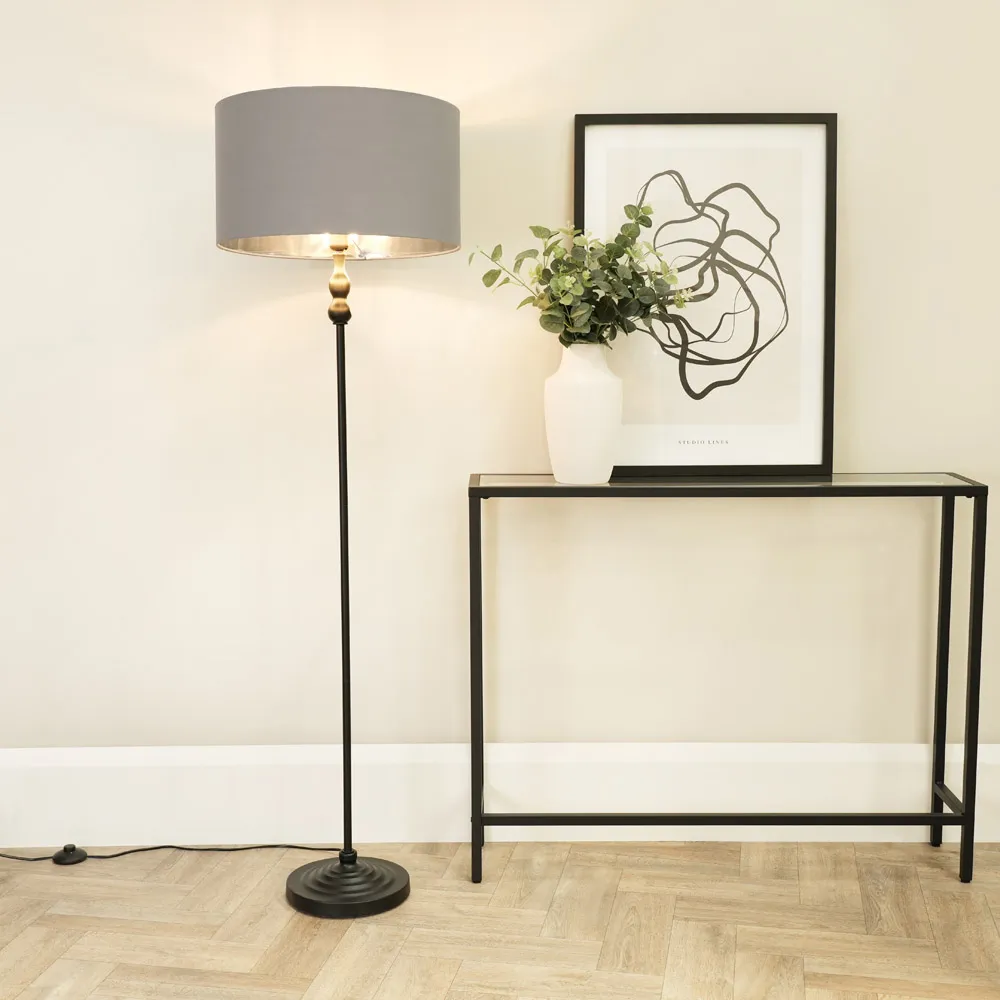 Maggie Candlestick Floor Lamp - Black, Metallic Gold