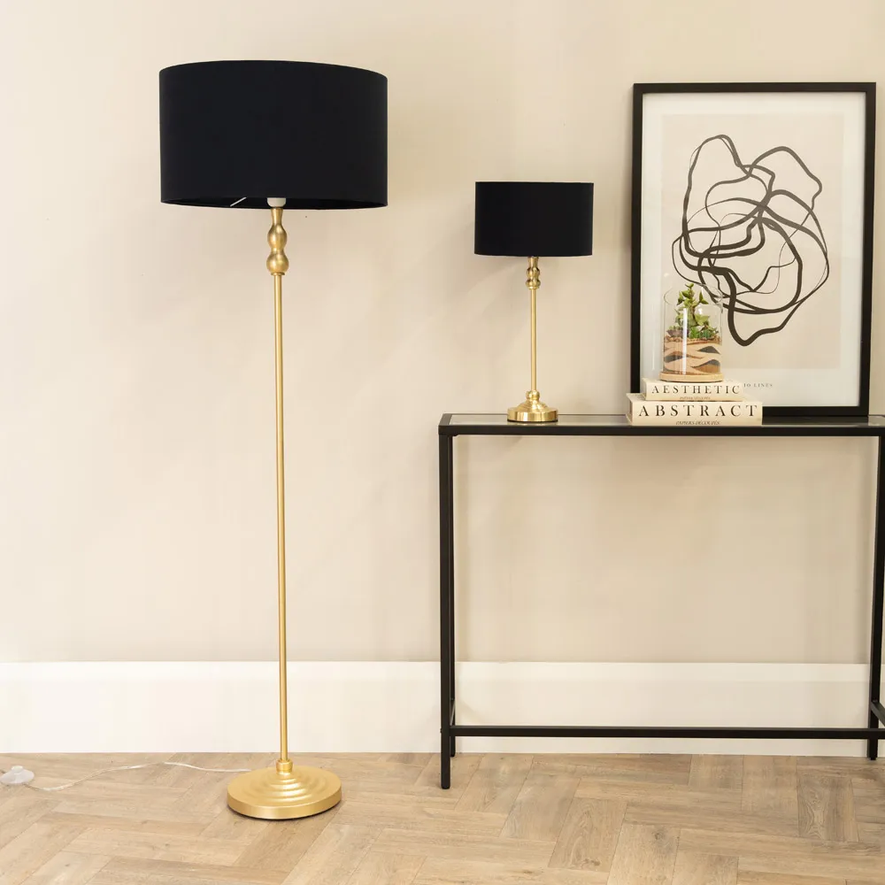 Maggie Candlestick LED Floor Lamp - Black, Metal