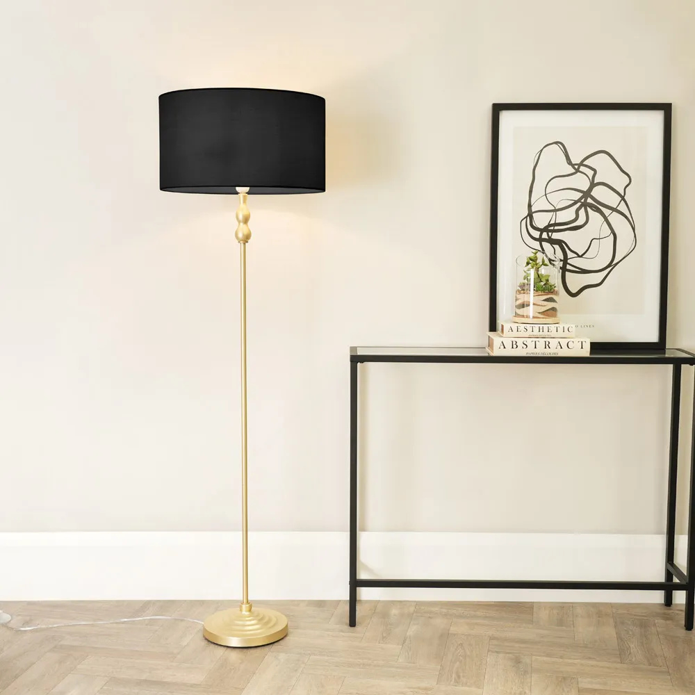 Maggie Candlestick LED Floor Lamp - Black, Metal