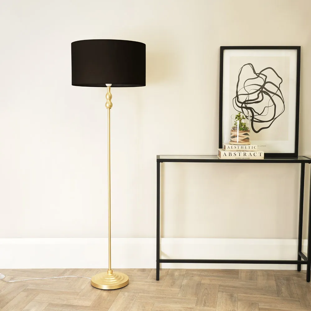 Maggie Candlestick LED Floor Lamp - Black, Metal