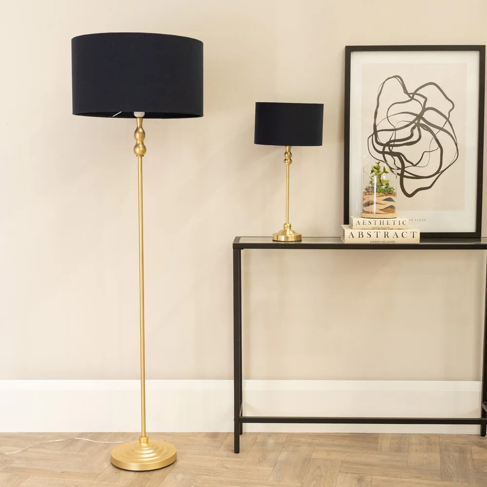 Maggie Candlestick LED Floor Lamp - Black, Metal