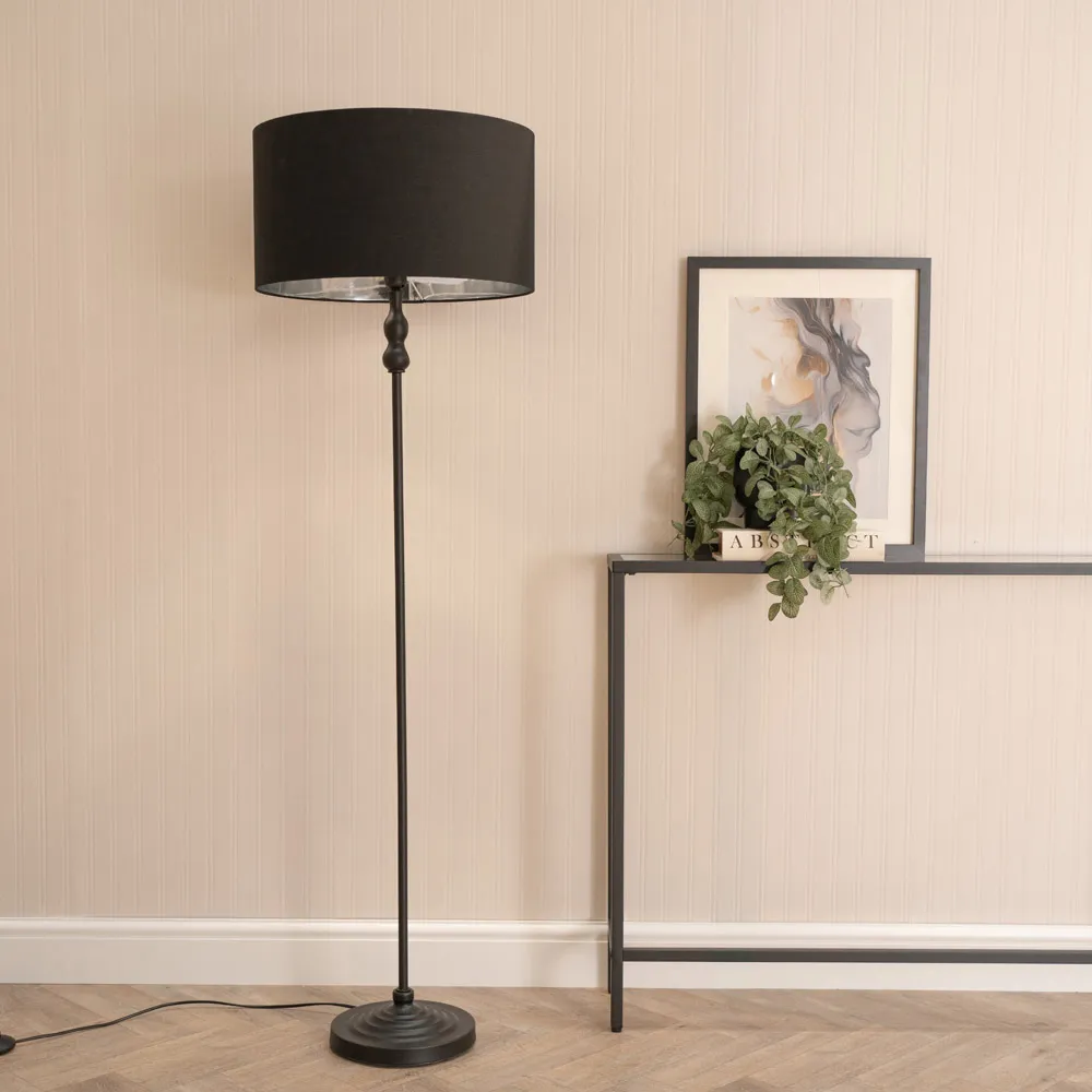 Maggie Candlestick LED Floor Lamp - Black, Metal