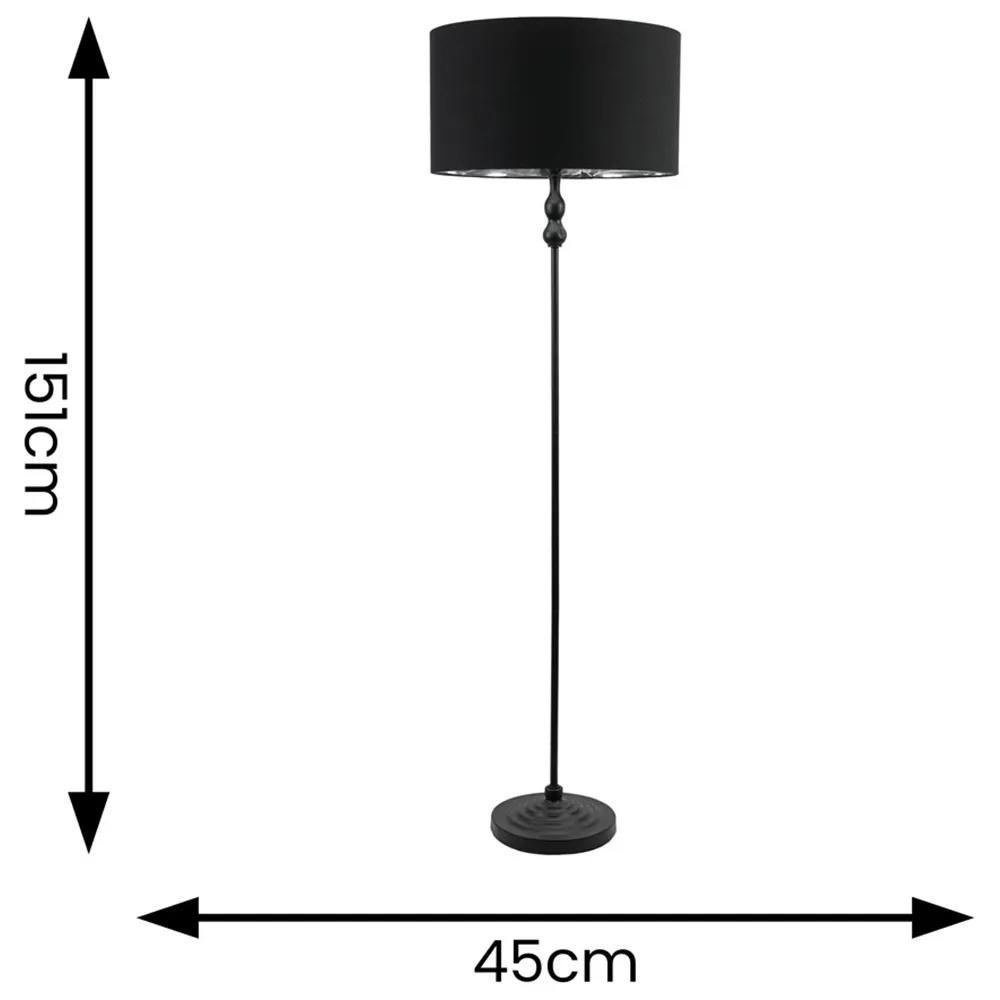 Maggie Candlestick LED Floor Lamp - Black, Metal