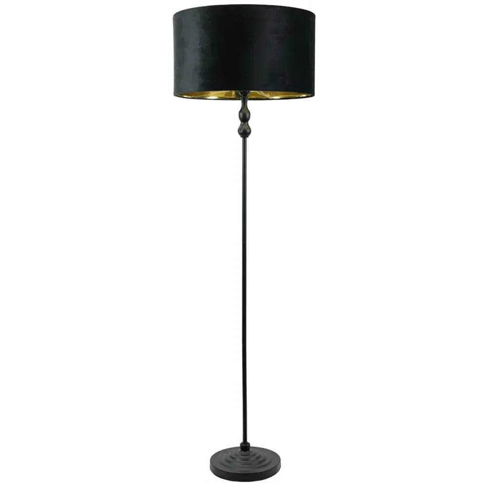 Maggie Candlestick LED Floor Lamp - Black, Velvet